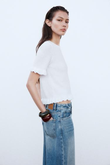 HAUT EN MAILLE À VOLANTS - Blanc de Zara - Image 3