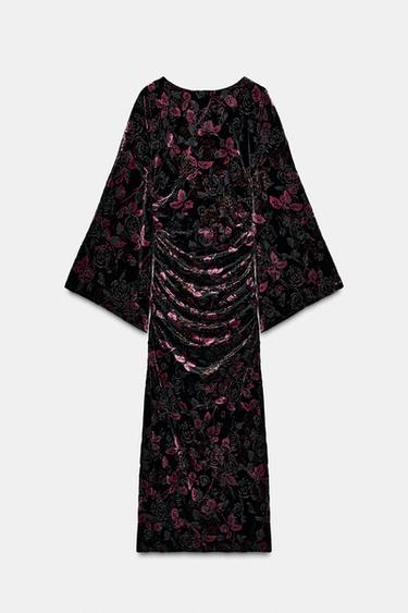 DRAPED VELVET DRESS - Black / Brown by Zara