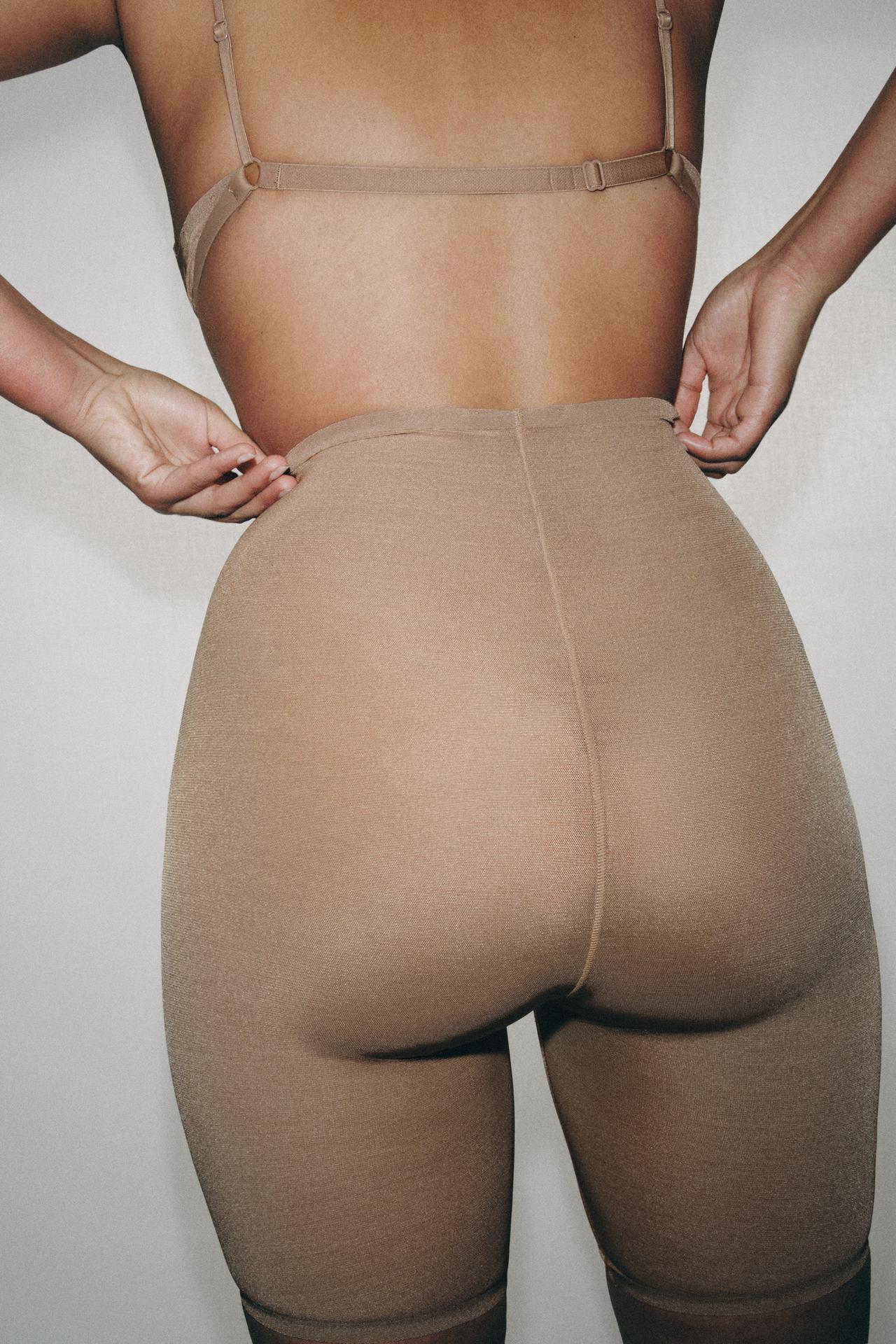 MESH CYCLING SHORTS WITH POLYAMIDE — Beige-pink