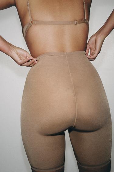 CYCLISTE EN MESH AVEC POLYAMIDE - rose poudré de Zara - Image 1