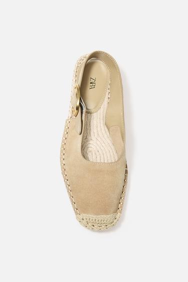 SPLIT SUEDE BRAIDED SLINGBACKS - Light beige by Zara