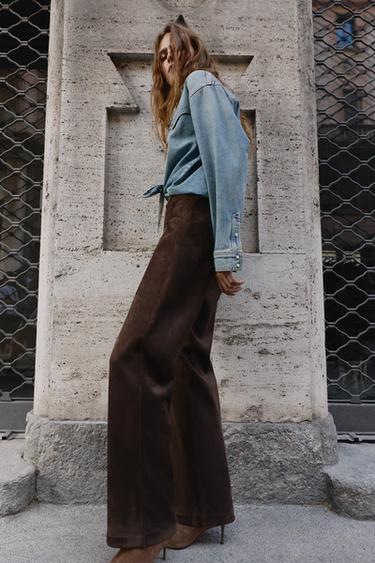 PANTALON EFFET DAIM - Marron chocolat de Zara - Image 2