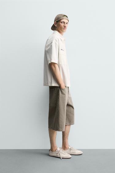 RELAXED FIT SHIRT WITH EMBROIDERED PATCHES - Light blue by Zara - Image 3