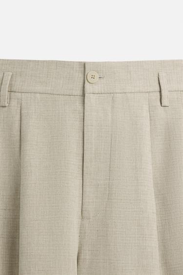 PLEATED WIDE-LEG BERMUDA SHORTS - Light beige by Zara - Image 8