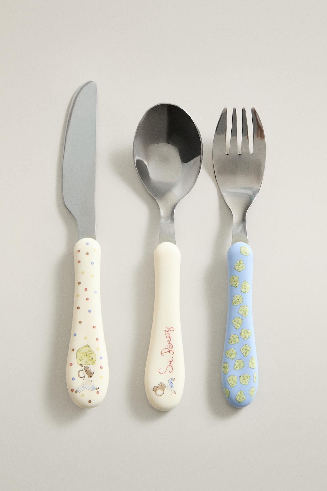 KIDS CERAMIC MR. PÉREZ FLATWARE SET — Multicolored