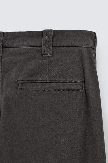 Zara STRAIGHT FIT CHINO PANTS - Gray