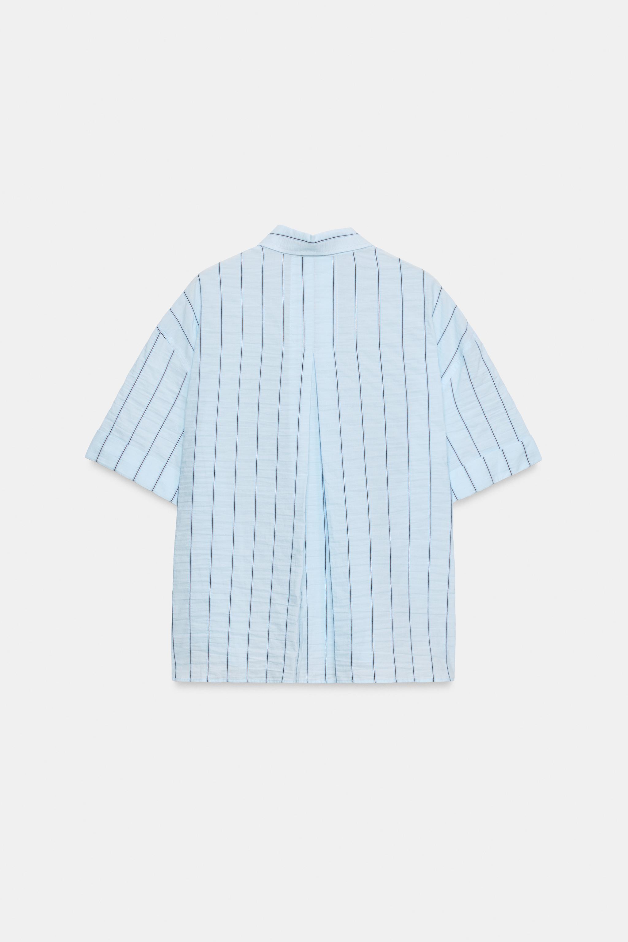 Женские рубашки Zara STRIPED OVERSIZED SHIRT — фото 5