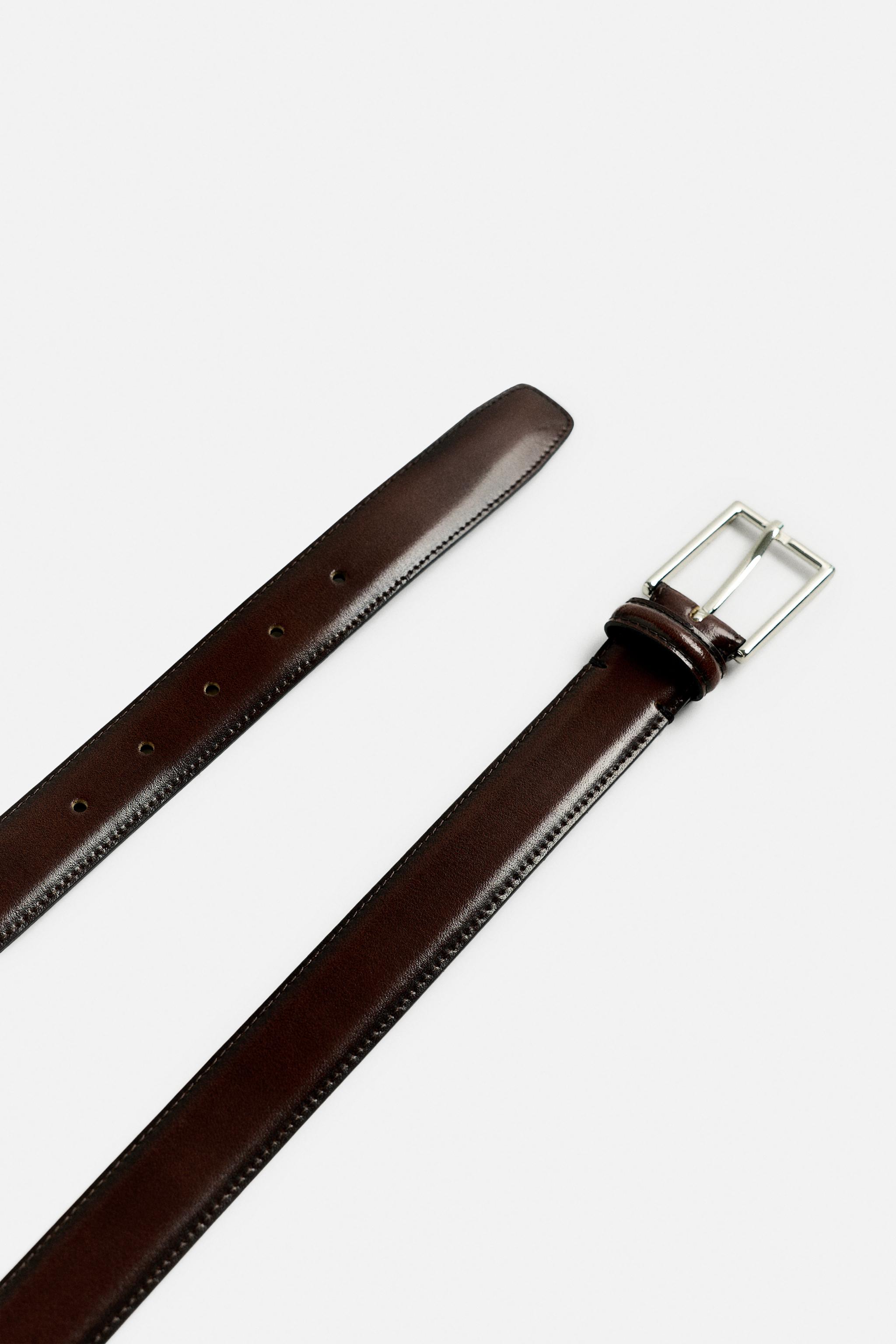 トップステッチ入りレザーベルト - ブラウン | ZARA Japan / 日本