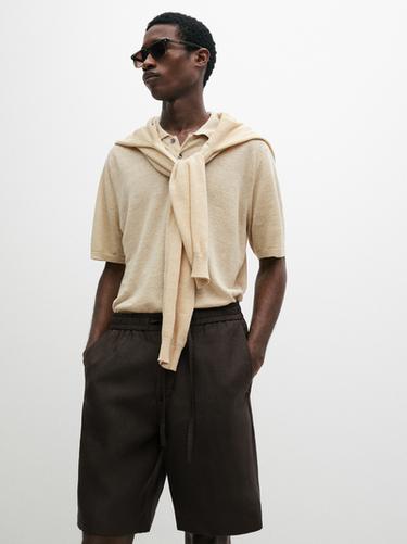 Bermuda court 100 % lin - Marron de Zara