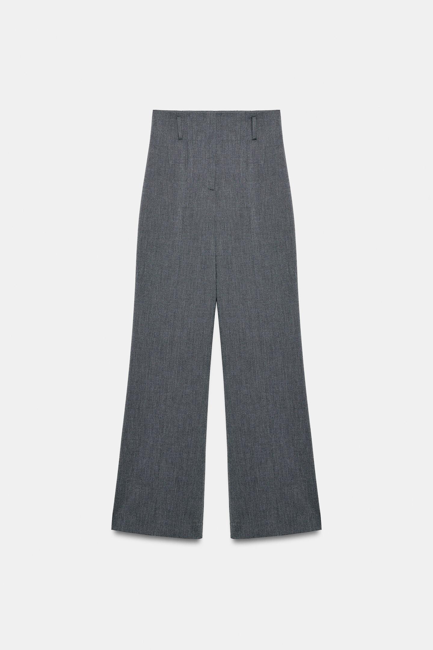 Женские брюки Zara ZW Collection High-Rise, цвет: Серый меланжевый — фото 6