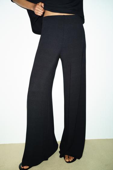 PANTALLONA PALAZZO TË DERDHURA - E zezë nga Zara