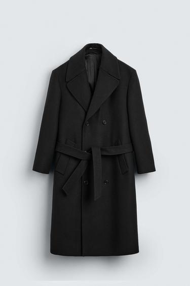 DOUBLE-BREASTED COAT WITH BELT - Black by Zara