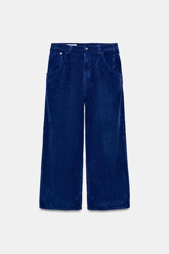 MID-WAIST CORDUROY TROUSERS - Bluish by Zara - Image 0