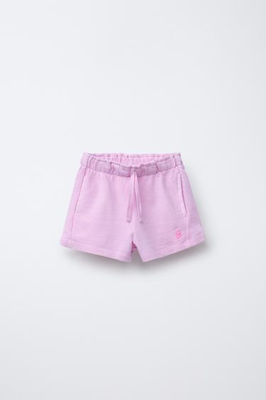 PLAIN BERMUDA SHORTS WITH EMBROIDERY - Mauve by Zara