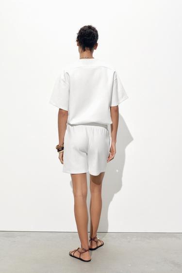 SHORT SLEEVE INTERLOCK SWEATSHIRT - White by Zara - Image 3