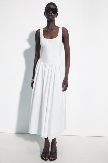 CORSETRY-INSPIRED BOW DRESS - White by Zara