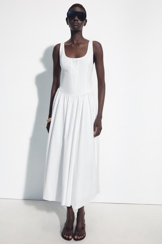 VESTIDO CORSETERO LAZO - Blanco de Zara - Imagen 0