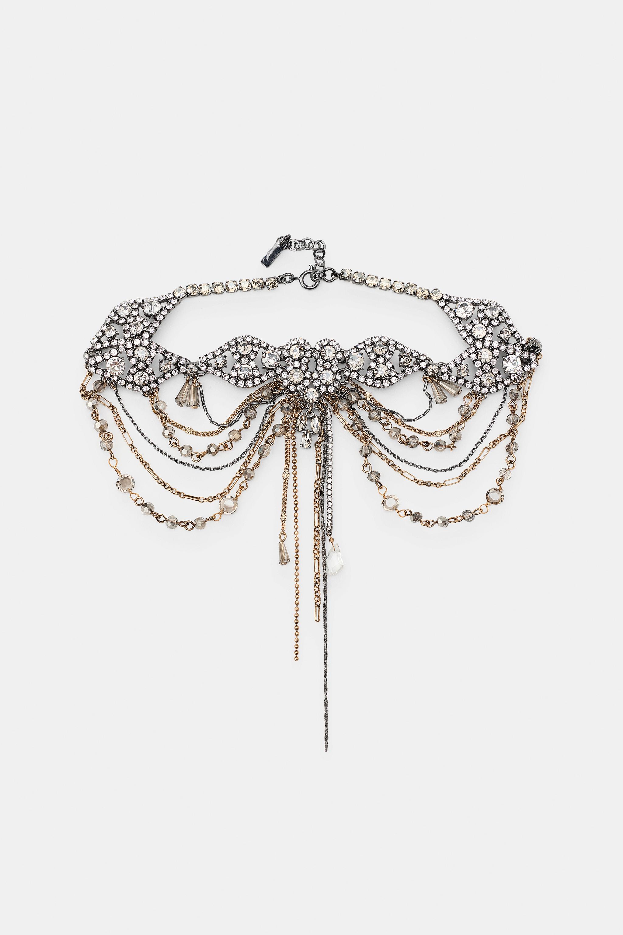COMBINED CHAIN AND RHINESTONE CHOKER