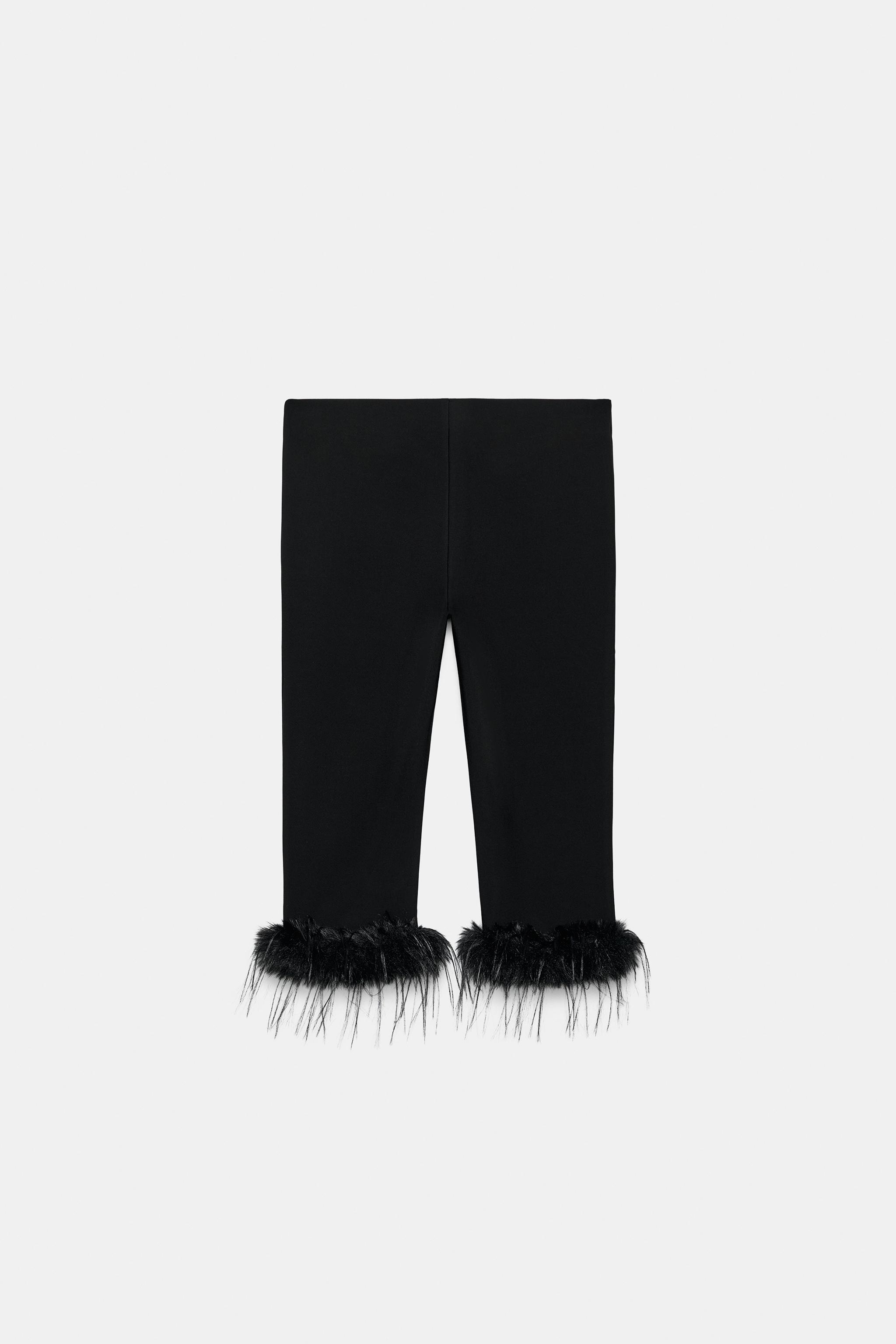 PANTALON CAPRI COMBINÉ EFFET FOURRURE
