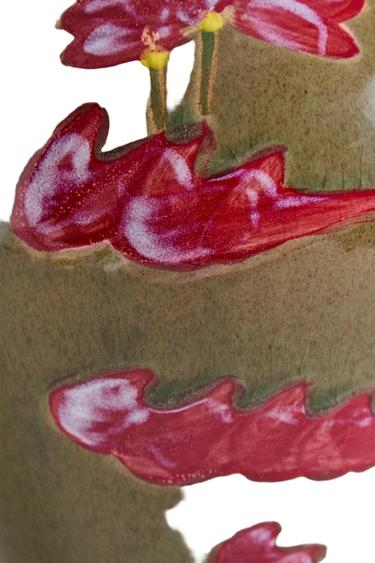 FLORALE STEINGUTVASE - Grün von Zara