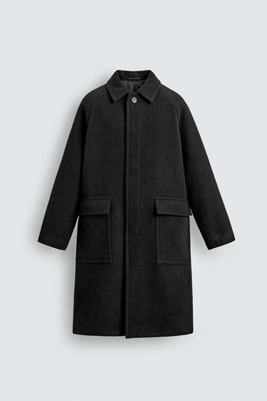 WOOL COAT WITH POCKETS - Anthracite Grey by Zara