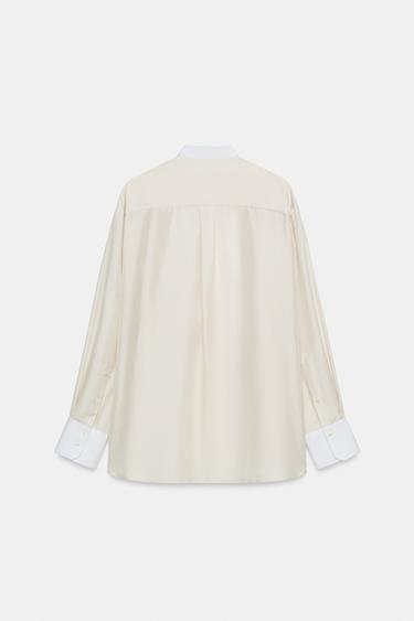 ZW COLLECTION 100% SILK BIB SHIRT - Mid-ecru by Zara - Image 5