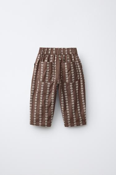 EMBROIDERED & PRINTED BAGGY TROUSERS - Brown by Zara - Image 1
