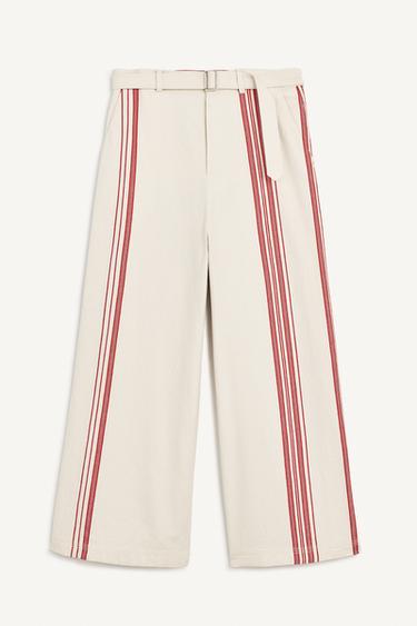 STRPD PNT - Ecru / Red by Zara