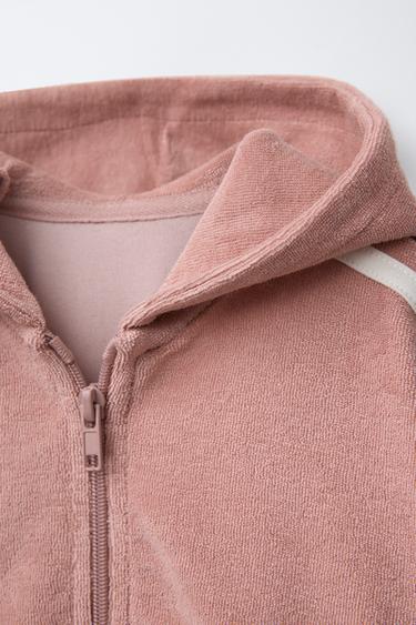TOWELLING JACKET WITH CONTRAST PIPING - Pale pink by Zara - Image 2
