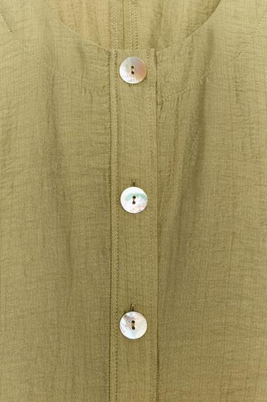 PUFF SLEEVE LINEN BLEND TOP - washed green by Zara - Image 6