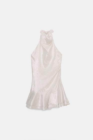 VESTIDO CORTO FOIL - Plata de Zara - Imagen 0