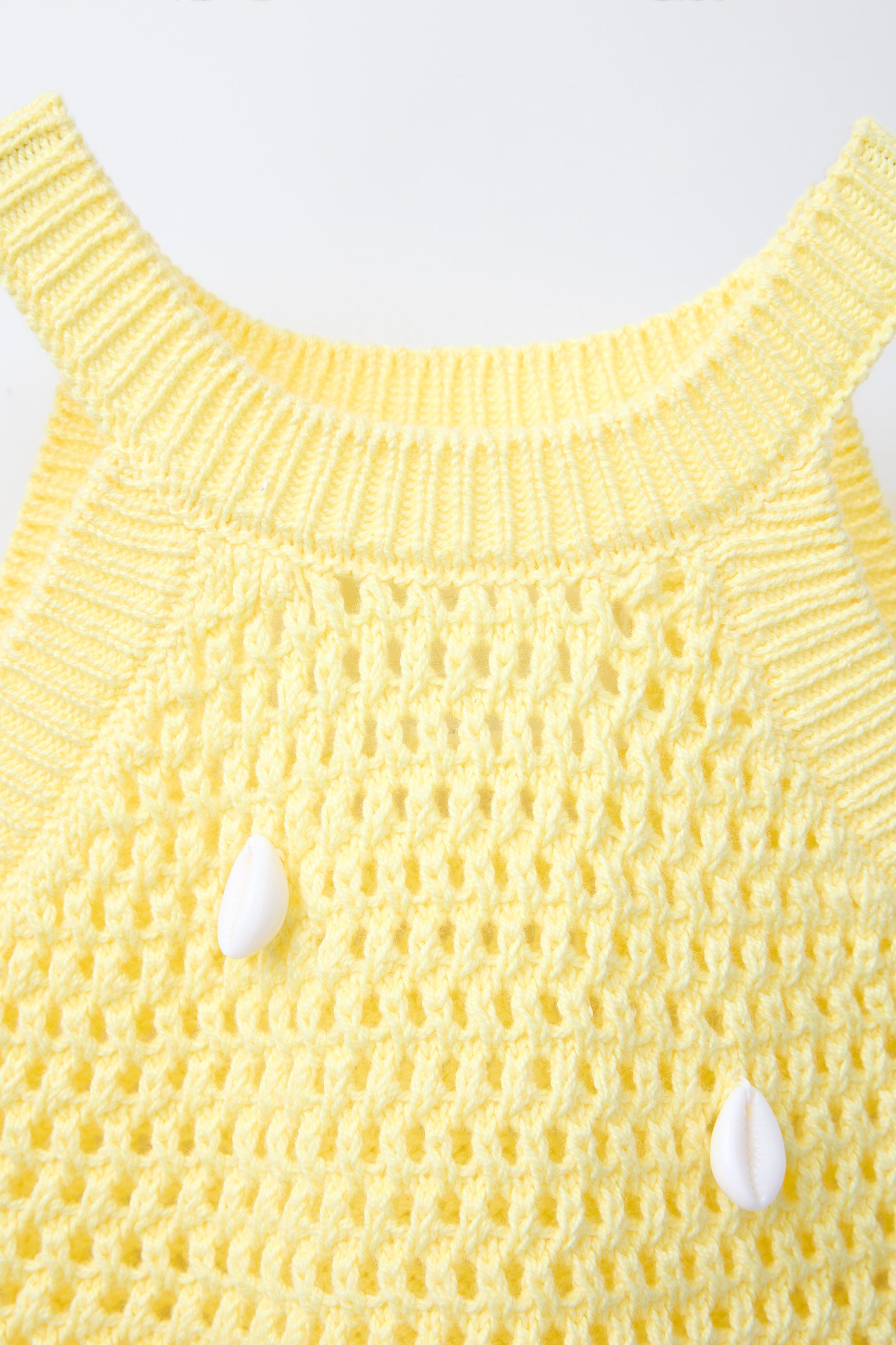 直営店に限定 Yellow - TOP KNIT BEAD SHELL | States United ZARA ニット/セーター