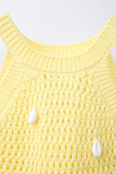 KNIT TOP WITH SHELL BEADS - Yellow by Zara - Image 2