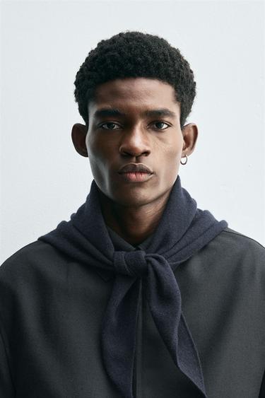 KNITTED WOOL BANDANA - Navy blue by Zara - Image 0