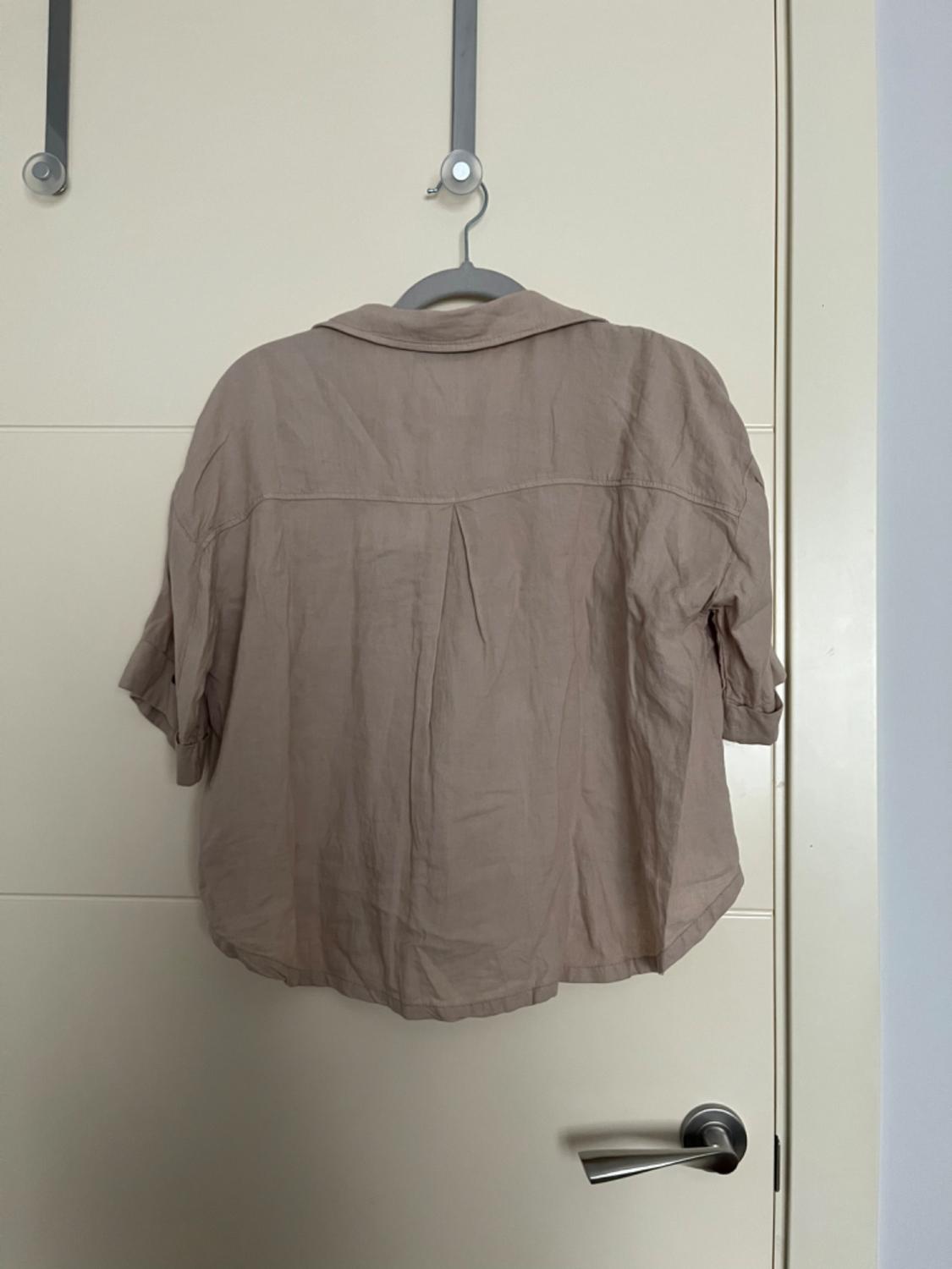 LINEN AND VISCOSE BLEND CROPPED SHIRT - Image 2