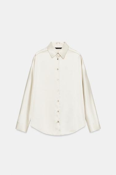 CAMISA ACETINADA - Bege da Zara