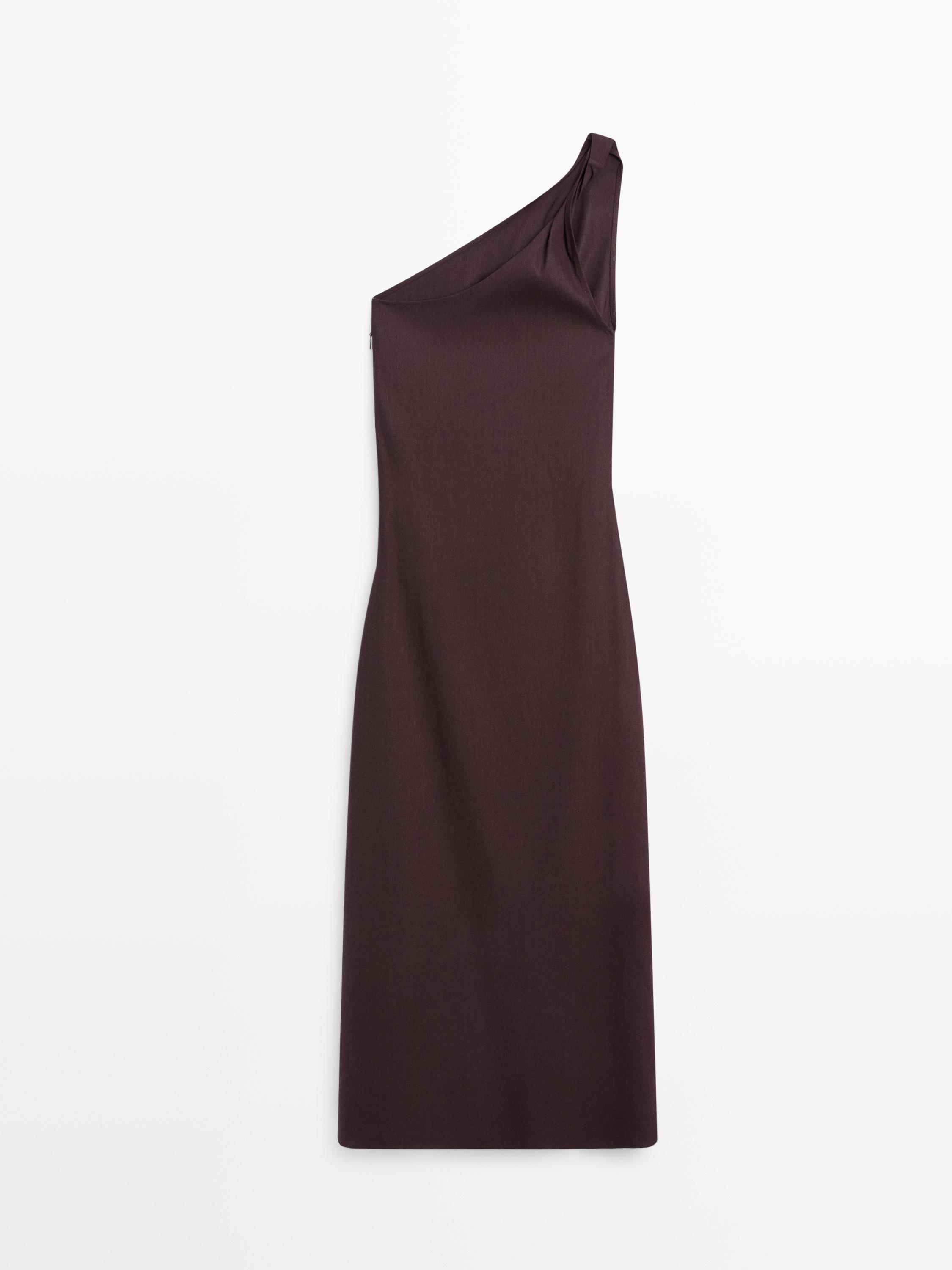 Asymmetric linen blend dress
