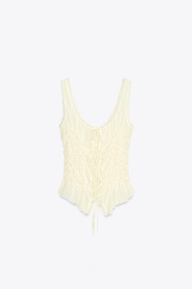 GATHERED TIE TOP - Yellow by Zara