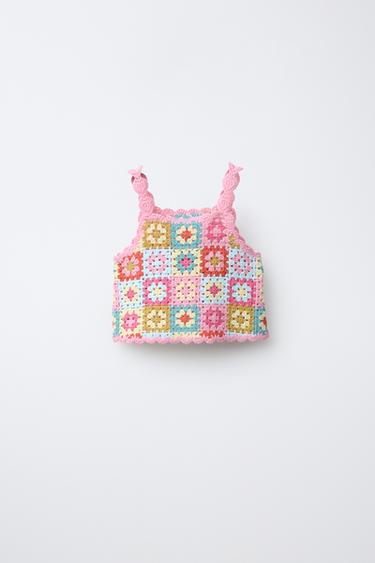TOP PUNTO CROCHET CORAZONES - Multicolor de Zara