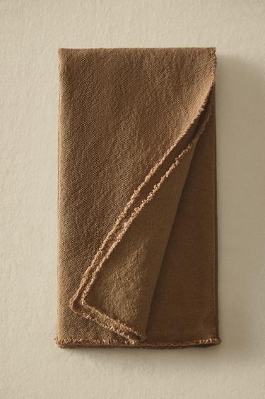 WASHED COTTON NAPKIN (PACK OF 2) - Ochre by Zara