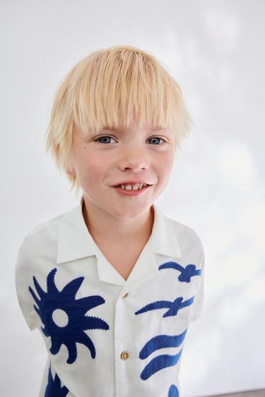 EMBROIDERED SHIRT - Blue/White by Zara