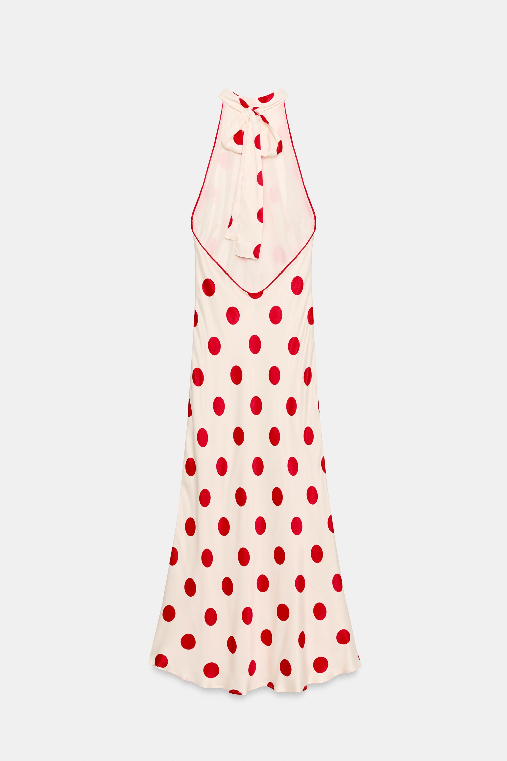 POLKA DOT HALTER MIDI DRESS
