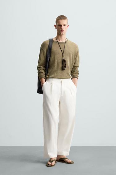 RELAXED FIT SEMI-SHEER SWEATER - Khaki by Zara - Image 0