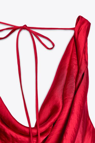 ROBE LONGUE SATINÉE ZW COLLECTION - Rouge de Zara - Image 8
