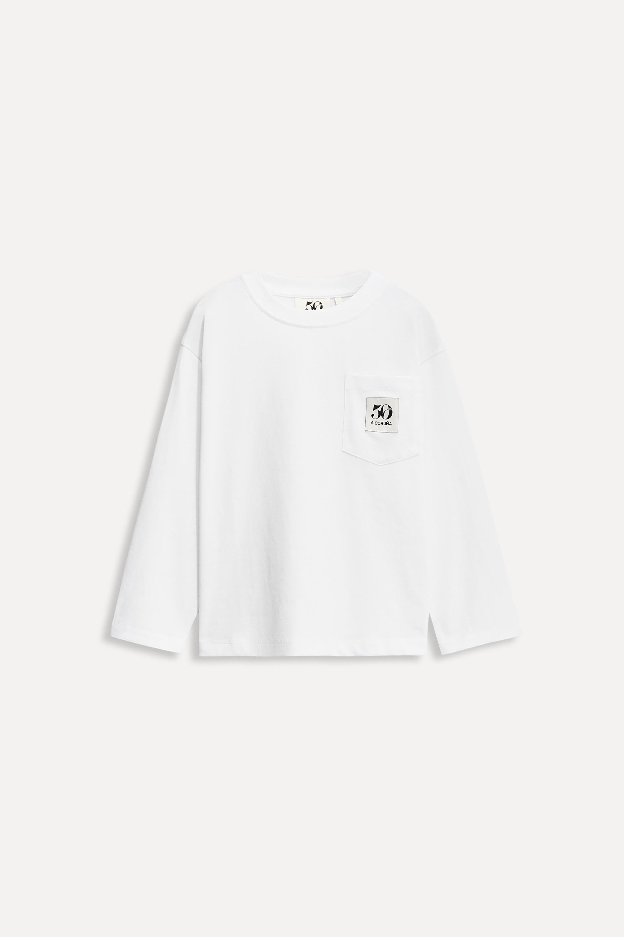 1/2-6歳/50周年記念ラベル付きポケットTシャツ - ホワイト