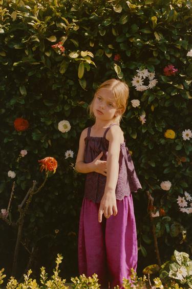 PANTALON BOUFFANT 100% LIN - Fuchsia de Zara - Image 4