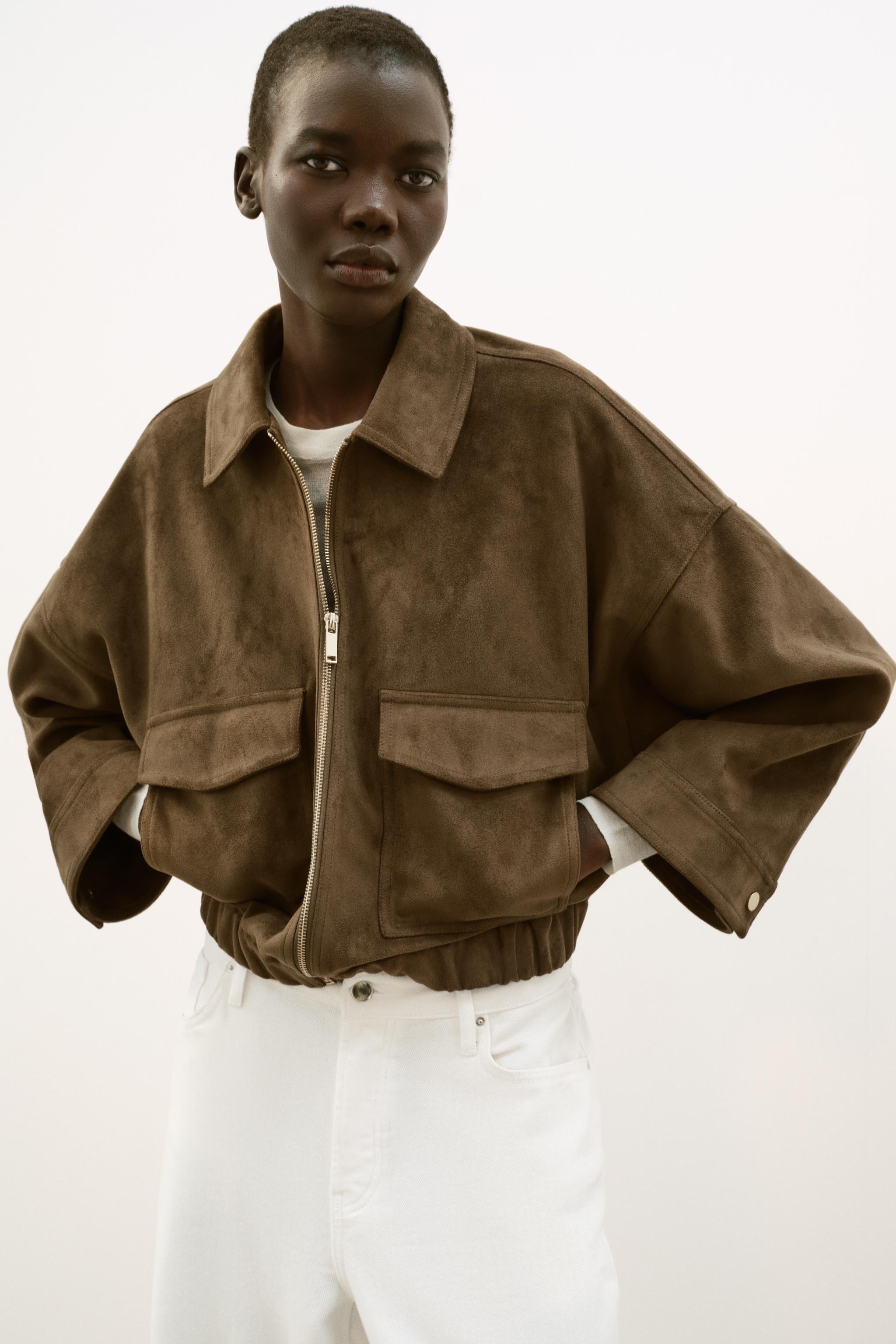 フェイクスエードジャケット - ダークカーキ | ZARA Japan / 日本