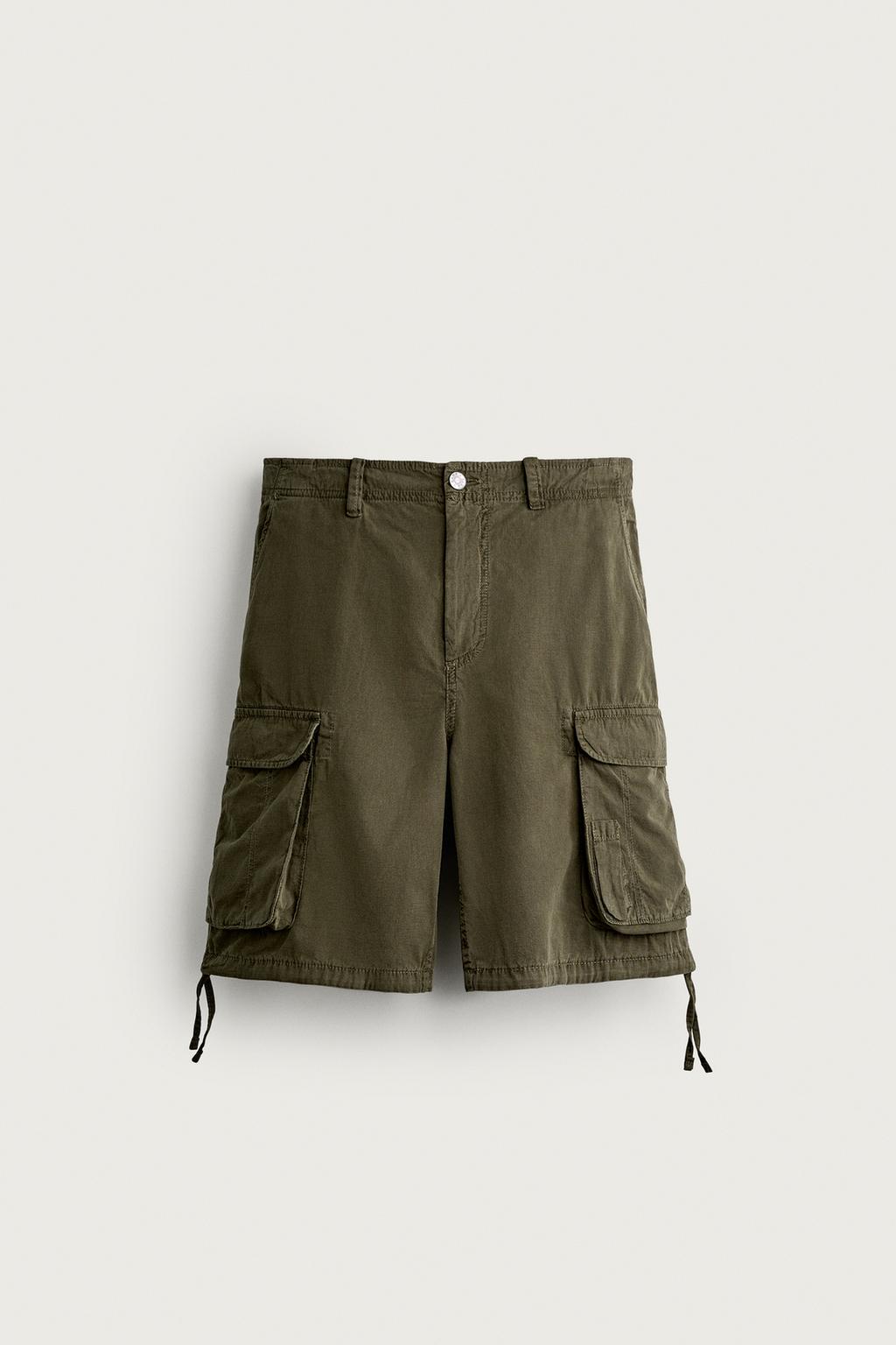 REGULAR FIT CARGO BERMUDA SHORTS WITH TABS