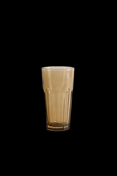Zara RAISED DESIGN GLASS TUMBLER - Brown