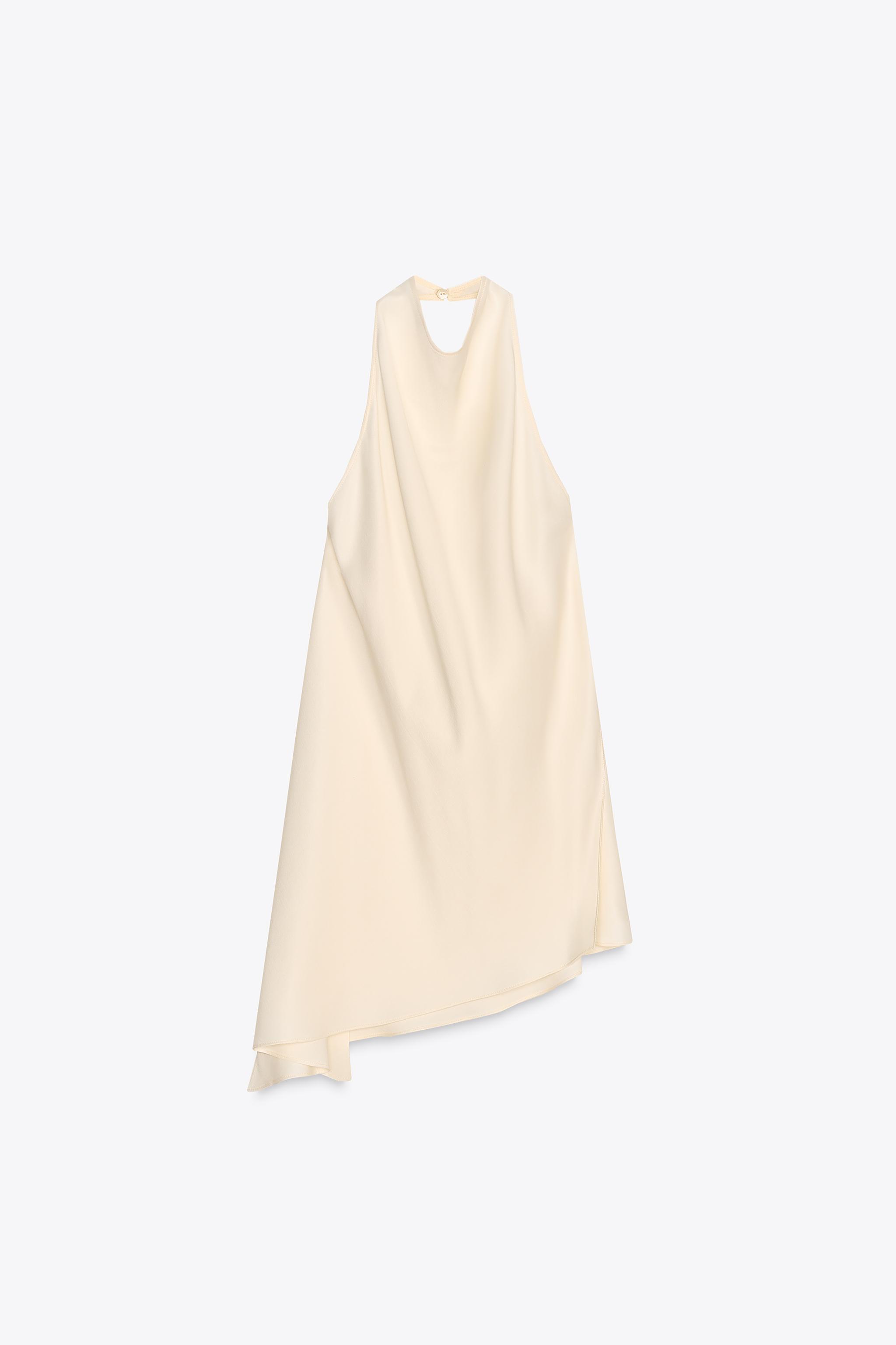 ZW COLLECTION SATIN HALTER TOP - Ecru | ZARA United States